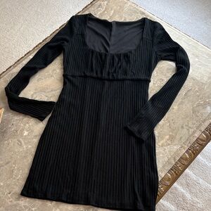 Long Sleeve Ribbed Sweater Dress